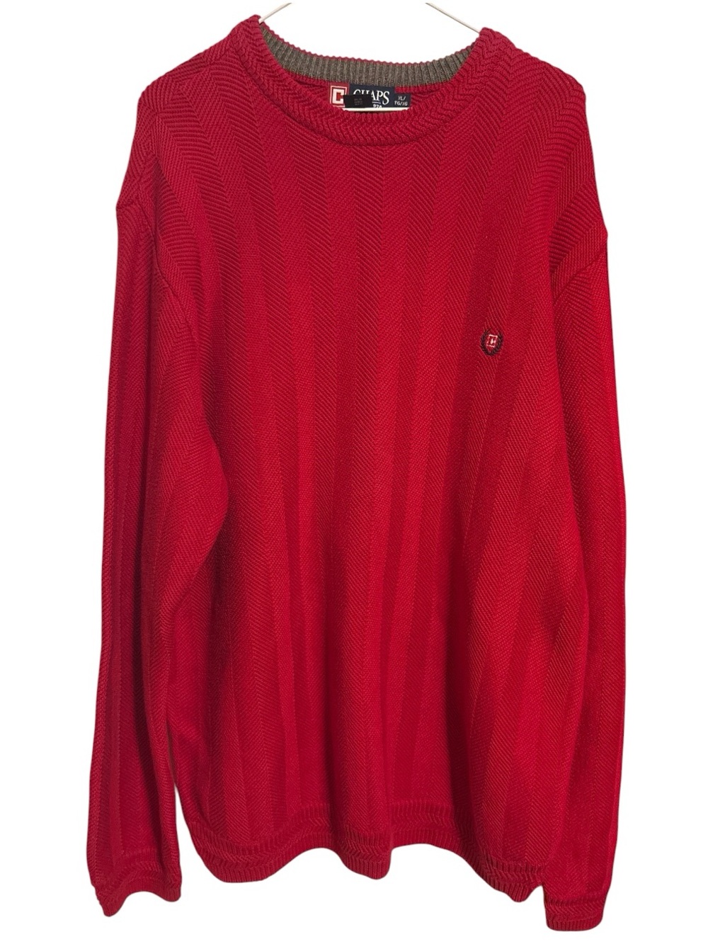 Chaps Men's 100% Cotton Red Crewneck Sweater